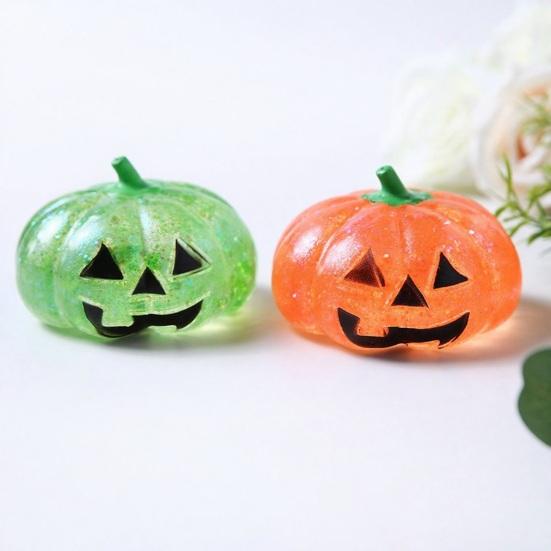 Slow Rebound Pumpkin Toys 1/4Pcs Halloween Stress Relief Toy, Smiling Head Squeeze Toy Clear Glitter Office Desk for Relieve Anxiety