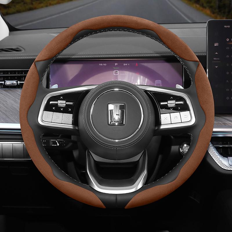 zkfan8 Suitable for Tank Anti-Slip Buckle Segmented Suede Steering Wheel Cover Suitable for 300 400 500 700 800 Hi4T Hi4Z Winter and Warm Accessories
