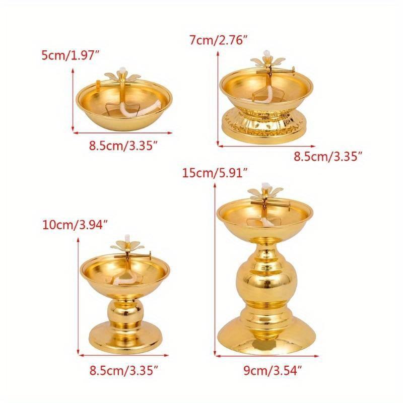 Ghee Lamp Holder Oil Lamp Dish Dimmable Buddhist Alloy Butter Lamp Holder for Living Room Home Desktop Decoration Ornament