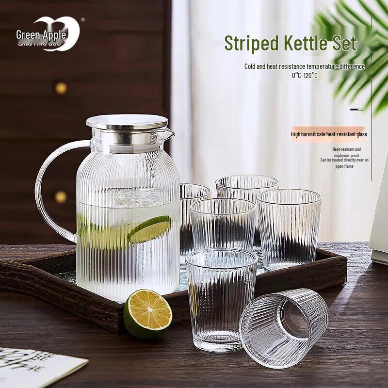 Green Apple Heat-Resistant Glass Pitcher and Cup Set