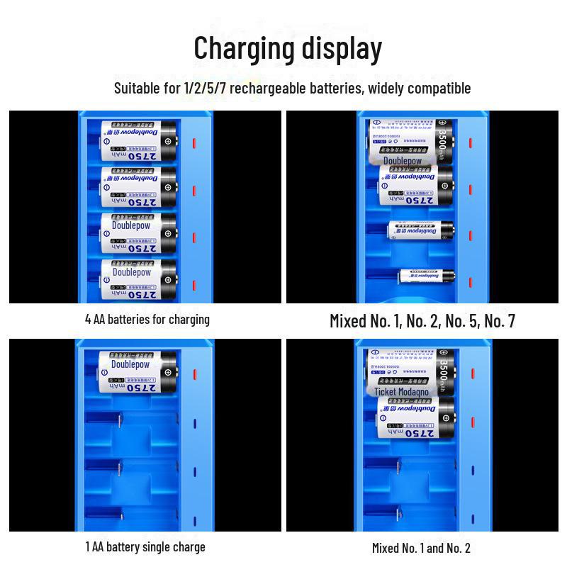 Double NiMH Rechargeable Battery Set with Intelligent Light, 1.2V 10000mAh for Water Heater