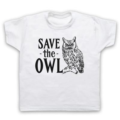 Save The Owl Animal Rights Protest Slogan Cute Bird Kids Childs T-Shirt