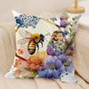 Bee and flowers Cushion Cover Soft Plush Fabric DoubleSided Printed Sofa Cushion Cover for All Seasons Home Decor Gift