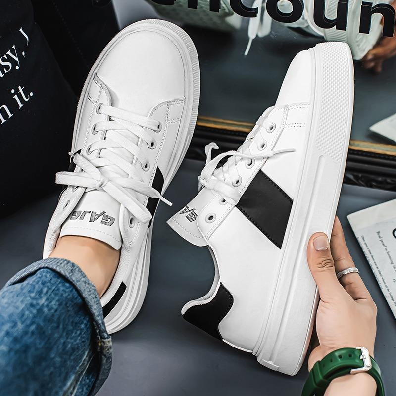 Spring New Men's Low-top Platform Skateboard Shoes Student Leather Surface Versatile White Shoes Sports Men's Shoes