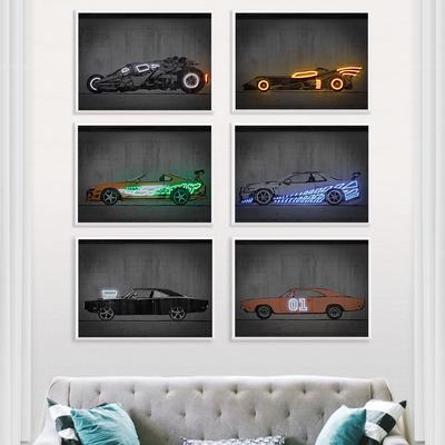 Vintage Vehicle Art Prints Car Neon Posters and Prints Printing Graffiti Pop Street Art Wall Pictures Nordic Modern Home Decor