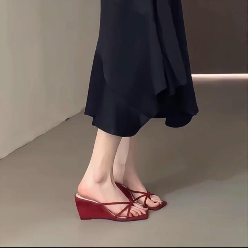 Fashion 2024 Summer Women's Shoes Temperament Slimming Lolita Ins Style Retro Bow Floral Wedge Heeled Luxury Sandals  Zapatillas Mujer