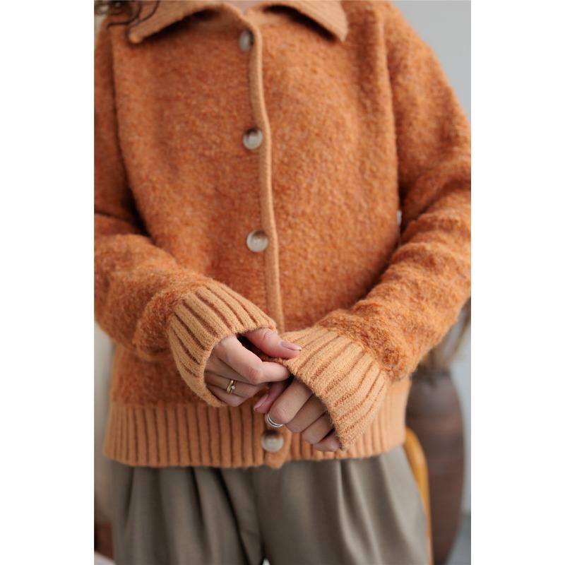 Women's Autumn and Winter Lapel Casual Knitted Cardigan Sweater
