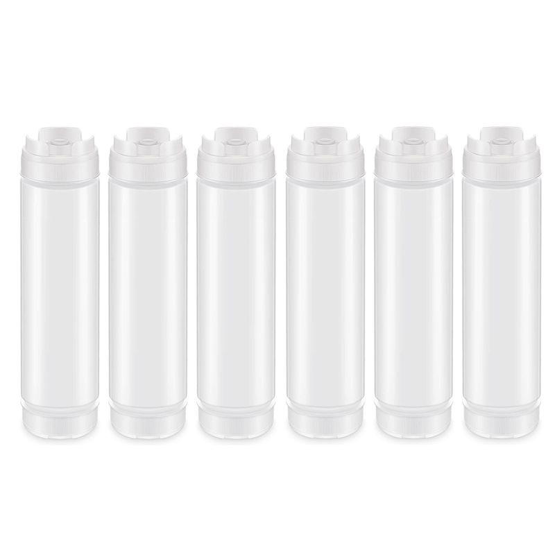 

AEE2-6 Pcs 16 Oz Inverted Plastic Squeeze Bottles, Refillable Tip Large Valve Dispenser Condiment Squeeze Bottle For Sauces белый