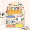 First Day of School Decor Wooden Sign, Back To Photo Customizable Board Prop for Kids, Reusable 2D Painted Record Board, Classroom Kindergarten