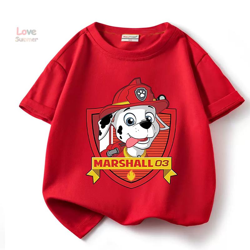 Paw Patrol boys T-shirts for Boys Anime Cartoon Cute Birthday Clothing Children Summer Fashion Short Sleeved Shirt Kids Clothes