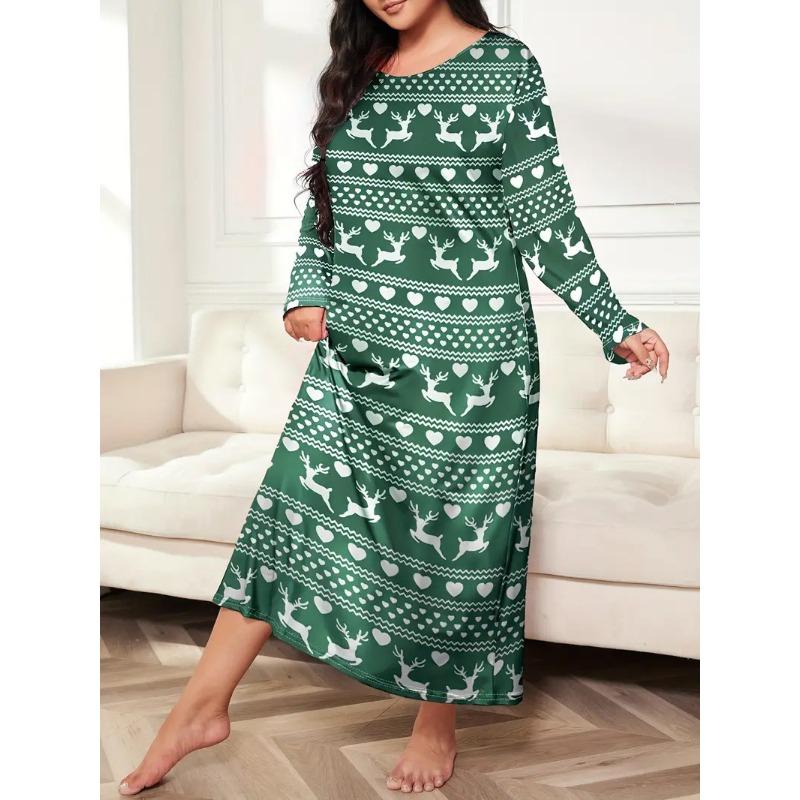 

Women s Fashion Long Sleeve U-Neck Loose Casual Dresses Nightdresses Clothes Sale XXXXXL