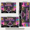 2D Happy Birthday Backdrop Banner, Graffiti Style Pink and Black Party Decor