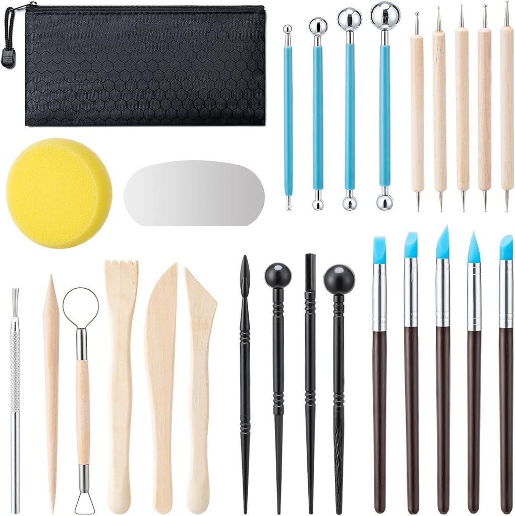 61/43/24-piece Clay Pottery and Sculpture Carving Tool Set for Soft Polymer Modeling