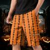 Men Drawstring Multi Pocket Cargo Shorts with Halloween Pumpkin and Bat Print Loose Fit Comfortable Design for Daily Wear