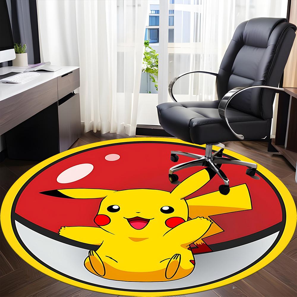1pc Pokeball Office Round Area Rug, Indoor Mat Suitable For Office, Under Office Chairs Bedroom Living Room Home Decor, Room Deco