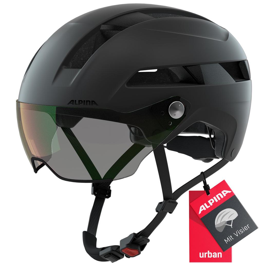 ALPINA SOHO VISOR V Bicycle Helmet with Photochromic CE Made In Cm Visor, Certified, Germany, 55-59