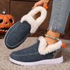 New winter women's cotton shoes with fleece and thickened burrs to keep warm, flat bottom and one pedal cotton shoes for women