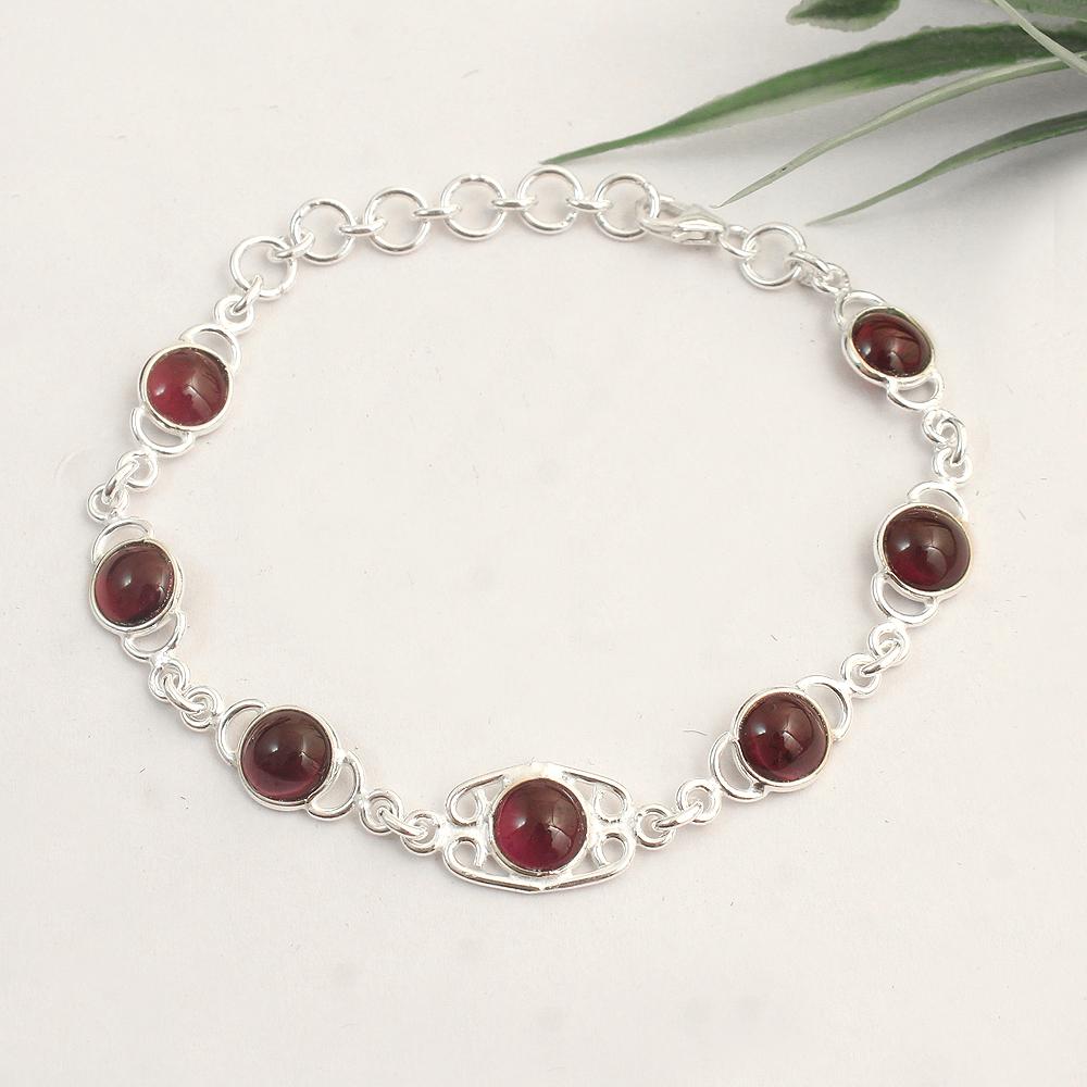 Bransoletka z granatów, biżuteria z naturalnego kamienia urodzeniowego, biżuteria srebrna, srebro próby 925, biżuteria ręcznie robiona