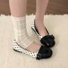Soft Sole Not Tired Feet Shallow Mouth Single Shoes Women'S Retro Mary Jane Version Polka Dot Splicing Double Buckle Daily Commute