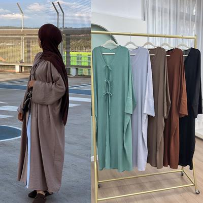 Ramadan Saoedi-Arabië Zwarte Moslim Bescheiden Vest voor Dames Open Abaya Jurk