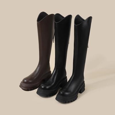 But Knee Knight Boots Long Boots Women's New Thick-soled Martin Boots High Autumn and Winter V-mouth Western Boots