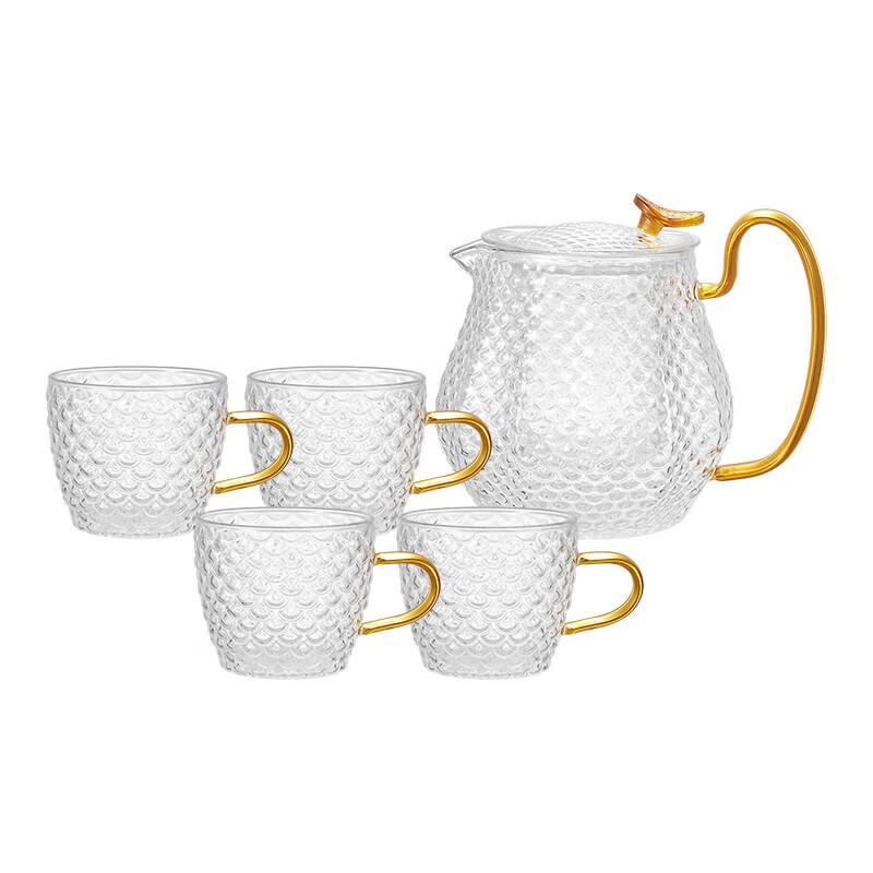EKCO Corning Dragon Scale 5-Piece Glass Teapot Set