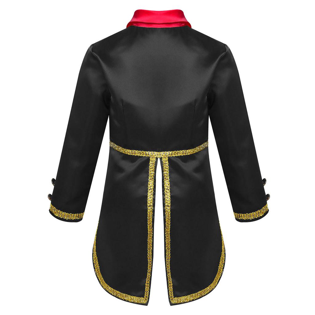 Boys Prince Costume Long Sleeve Turn Down Collar Tuxedo Jacket Tailcoat Halloween Cosplay Party Outfit