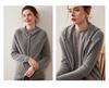 Women's Hooded Double Zipper Cashmere Sweater - Autumn/Winter Solid Color Knit Cardigan, Long Sleeve Casual Commute Style