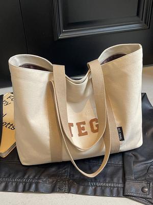 2025 Women's Large Canvas Tote - Casual Shoulder Bag for Shopping, College, and Commute