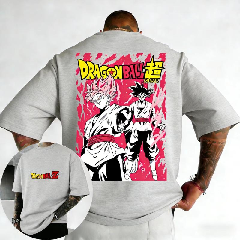 2026 Summer Dragon Ball Anime Cotton Tshirt Goku Printed Mens and Womens Street Trendy Loose Casual Family Parent Child Tops