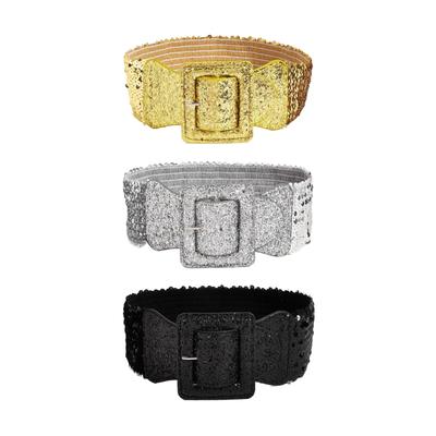 Girls Trendy Waist Belt Glitter Buckle Costume Underbust Sparkly Waist Body Jewelry for Party Jeans Belt Cowboy Chain
