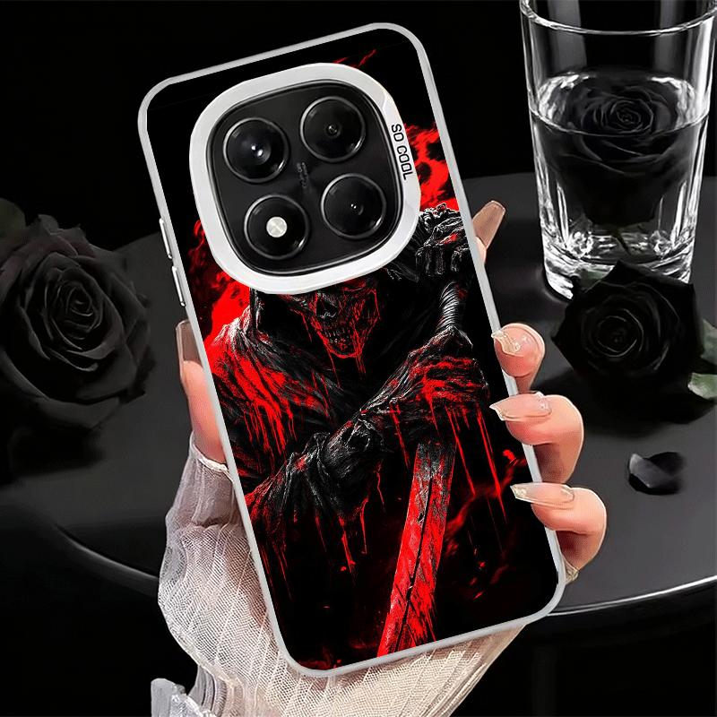 Tod Sensenmann Schädel Sense Weiche Handyhülle für Xiaomi Redmi Note 13 14 15 Pro Plus 12S 12 11S 11 11T 10S 10 Stoßfeste Hülle