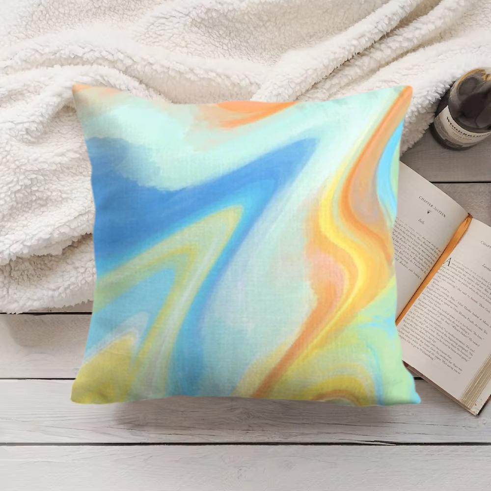 Colorful Marble Pattern Cushion Cover Short Plush Double-Sided Printing Home Machine Washable In Warm Winter Pillow Cover