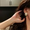 New Pearl Imitation Pearl Earrings Alloy Golden Irregular Square Earrings Retro Pearl Earrings Women