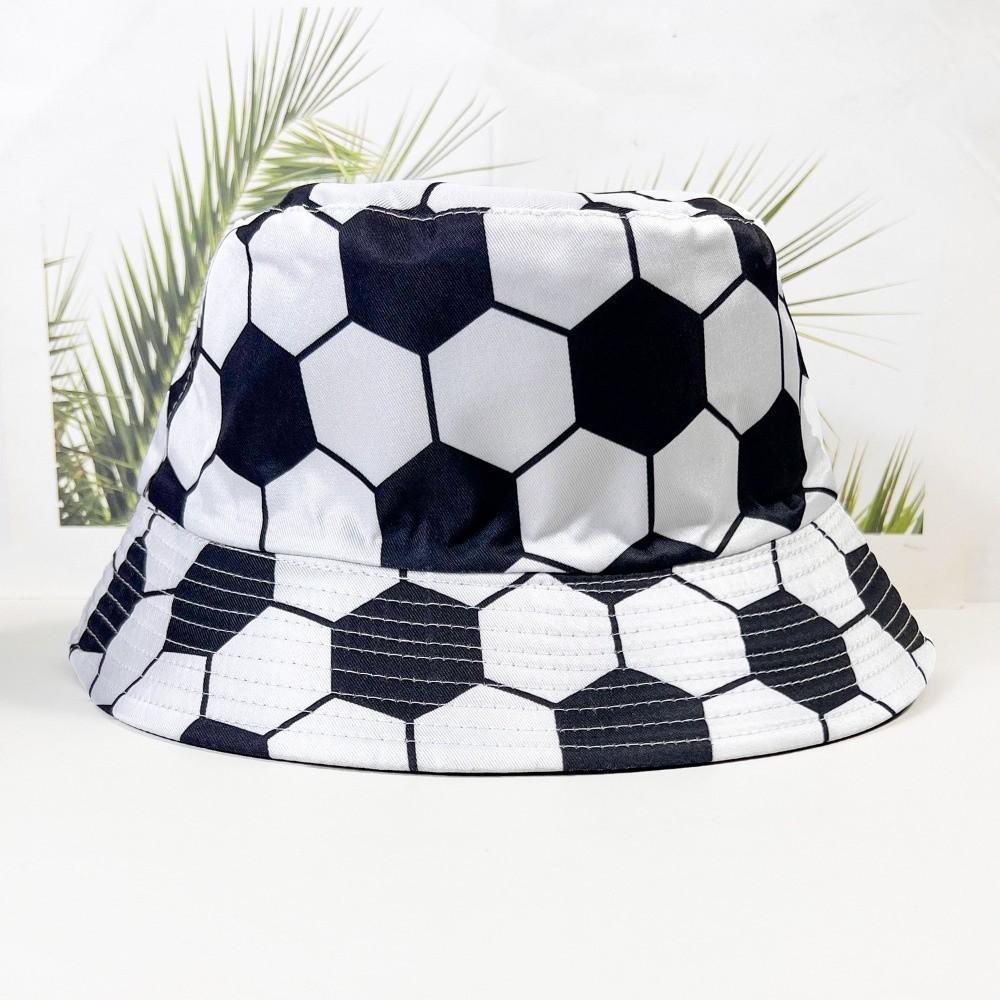 Breathable Soccer Pattern Bucket Cap Korean Style Football Fisherman Hat Sunscreen Basin Cap Women
