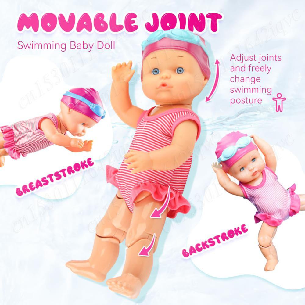 Baby Swimming Electric Doll Detachable Joint Waterproof Doll Battery Powered Cute Movable Toy Realistic Pool Dolls for Kids Gfit