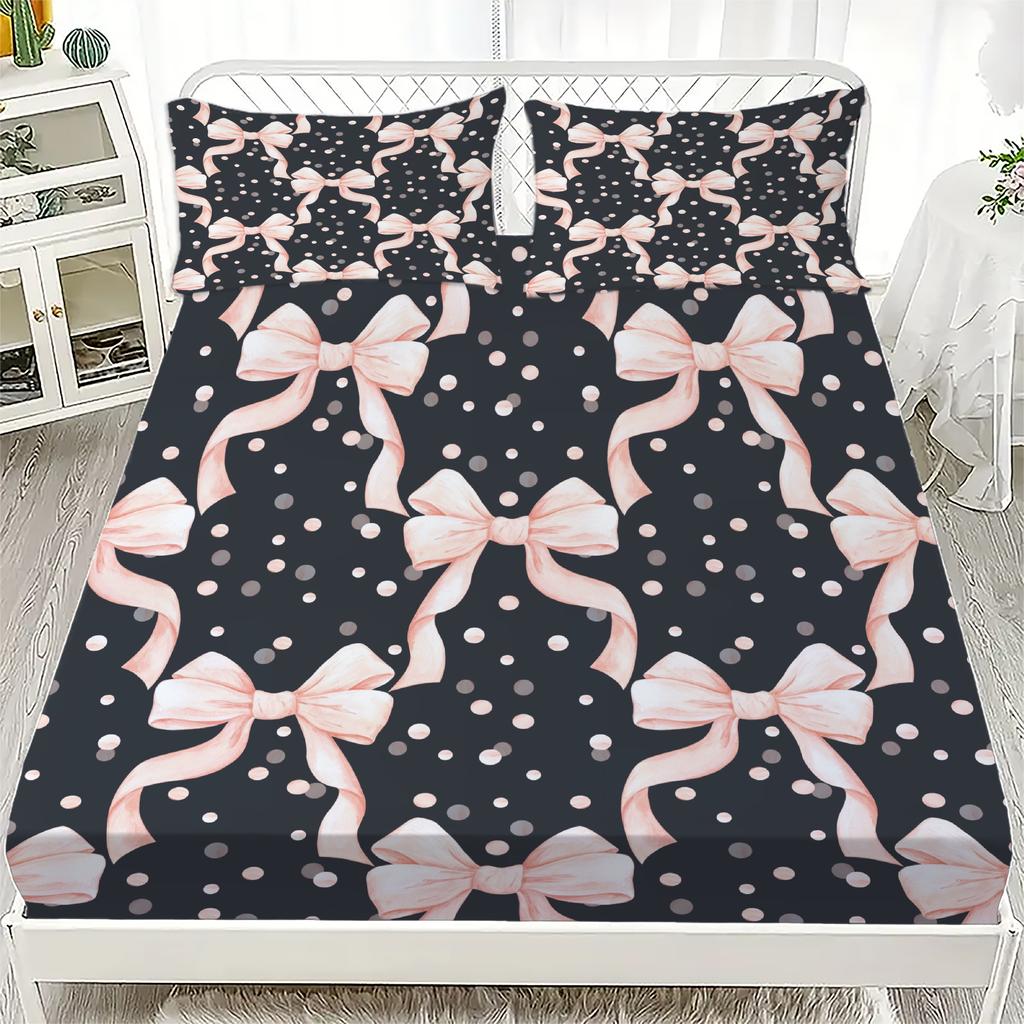 Bowknot Personalized Fitted Sheet Set Bowknot Personalized Bedding Set Comfortable Skin Friendly Cute Style 120x220cm