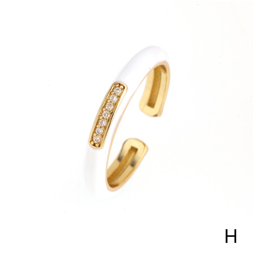 Trendy Colorful Zircon Drip Oil Stacking Ring for Spring/Summer