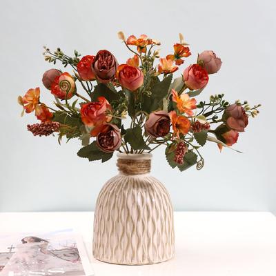 Artificial Flowers Silk Tea Bud Rose Peony Festival Wreath Wedding Bridal Bouquet Home Room Table Vase Garden Diy Gift Box Decor