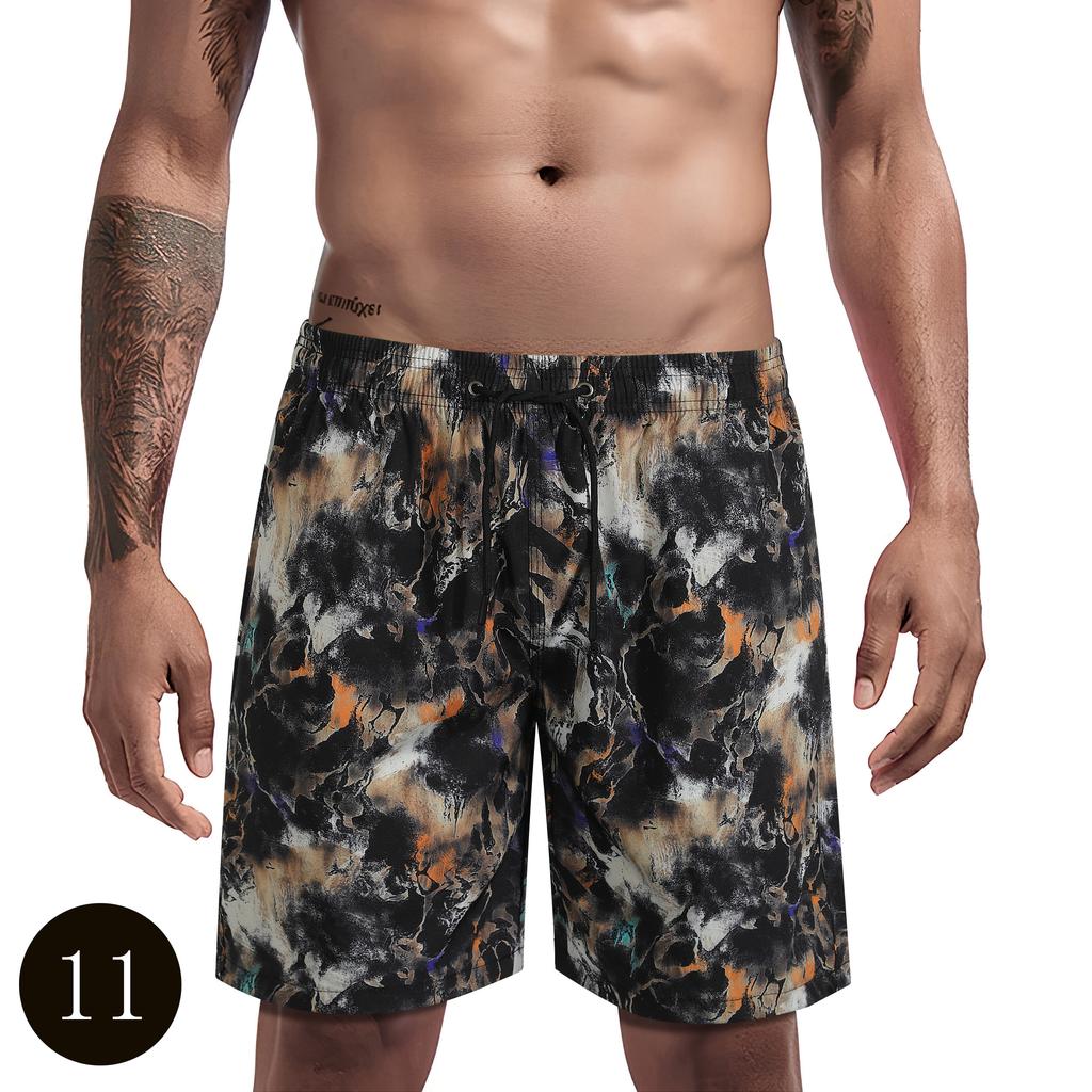 Men's casual shorts, men's shorts 2025 model, featuring tree branch and leaf patterns