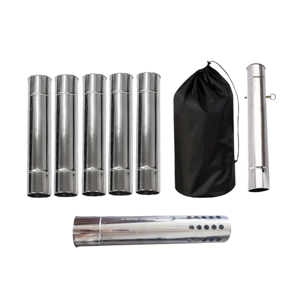 Camping Stove Chimney Pipe Lightweight Stainless Steel Exhaust Tube Mesh Guard for Outdoor Tent Heater