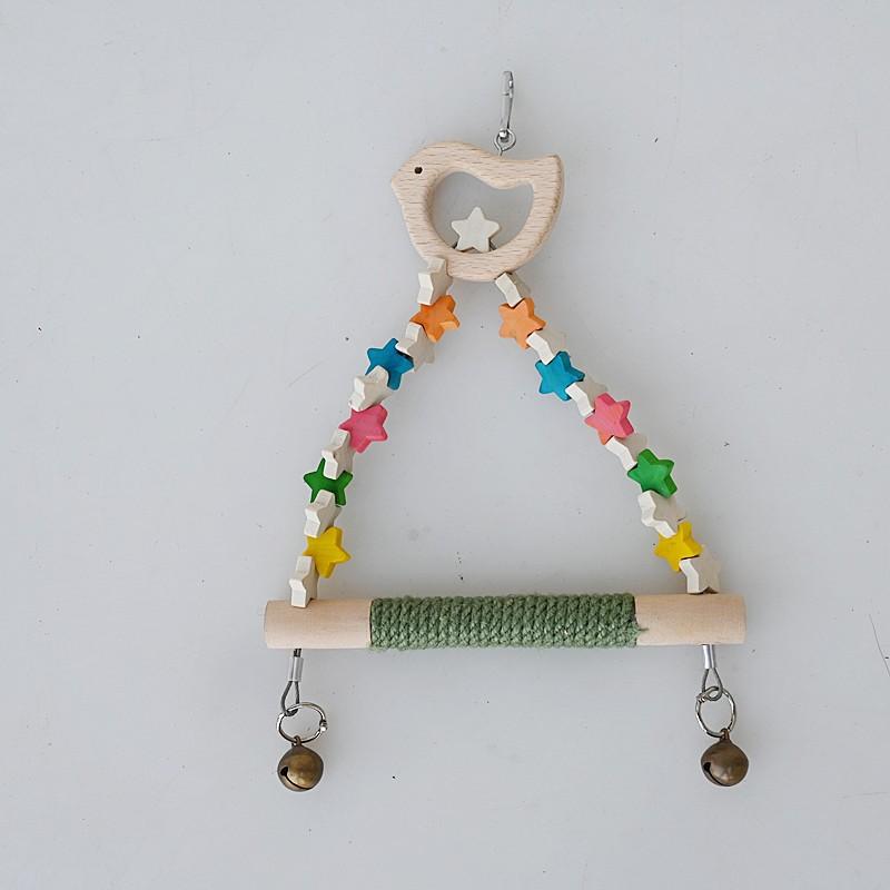 Factory  Colorful Hemp Rope Swings Wooden Chewing and Grinding Toys Parrot Bird Supplies