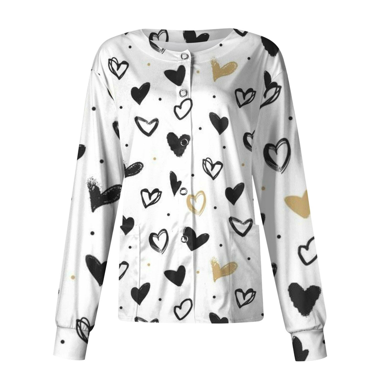 

Женский повседневный однобортный однобортный костюм с длинными рукавами и принтом на День святого Валентина, топ-кардиган XXXXXL белый