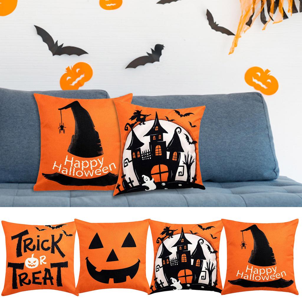 Halloween Pillowcase   Ghost Printed Linen Home Sofa Cushion Cover Pillowcase Halloween Pillowcase Decoration
