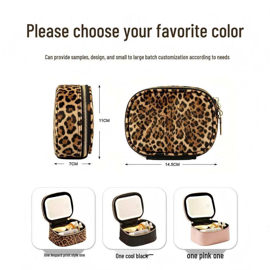 Portable Waterproof LED Mirror Makeup Bag - Mini Travel Beauty Storage