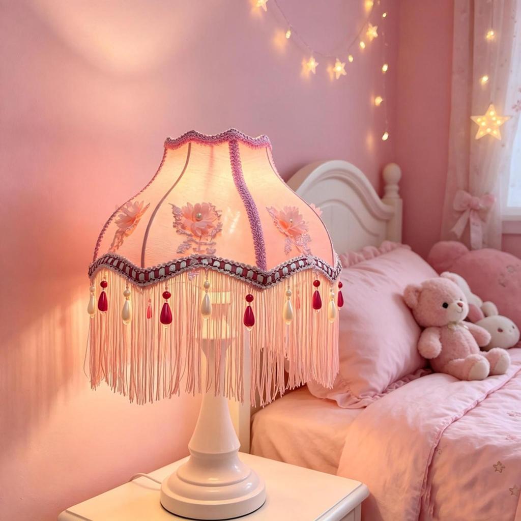 Lampshade with Fringe Tassels Tasseled Lace Retro