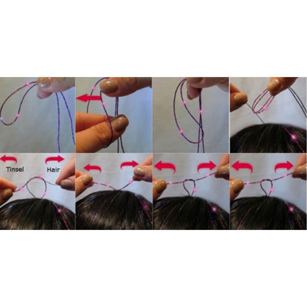 Girls Streak Clubbing Synthetic Hair Glitter Rainbow Color Hair Extension Bling Silk Hair Tinsel