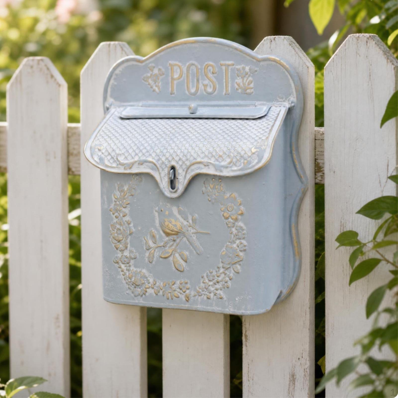 Floral Bird Mailbox Shielded Flap Vintage