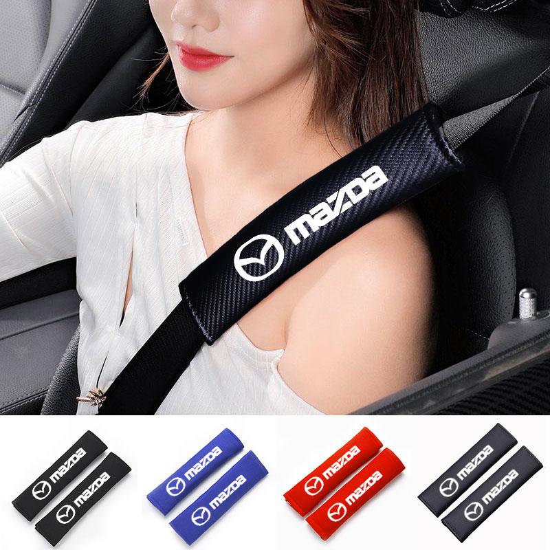 Car Seat Belt Shoulder Carbon Fibre Shoulder Pad Safety Strap Cover for Mazda M3 M6 MP Skyactiv Axela Atenza Biante BT-50 CX-30