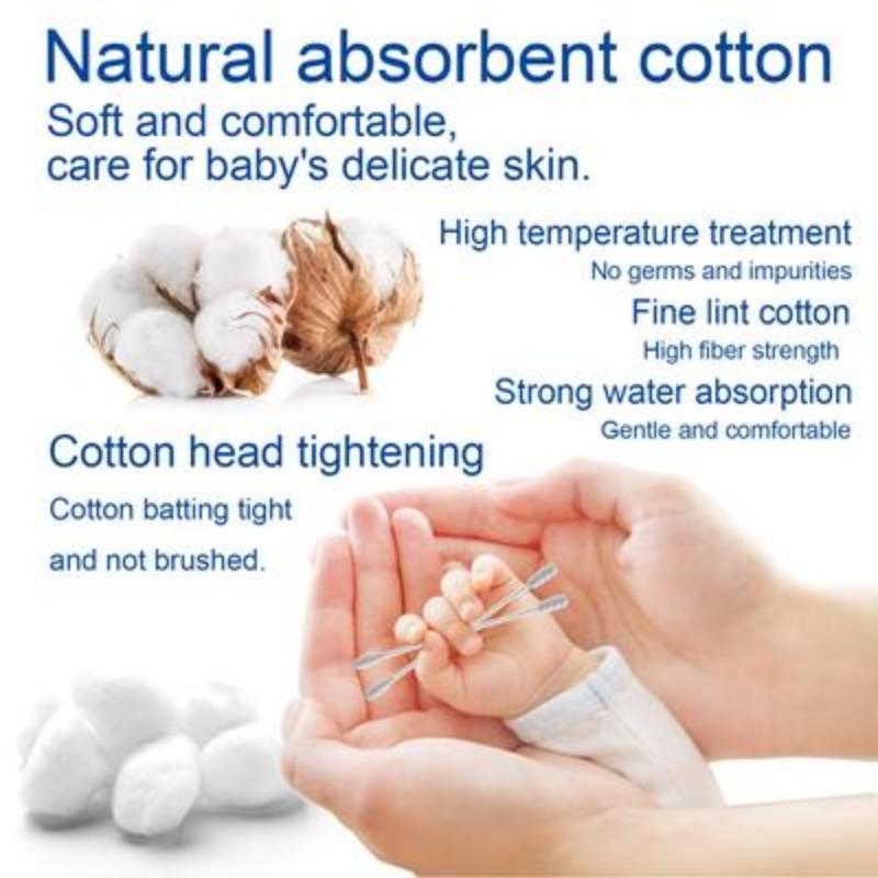 Bastoncillos de Algodón para Bebé Bastoncillos de Algodón Natural Primeros Auxilios Maquillaje Nariz Oído Bastoncillos Biodegradables Sin Cloro 100 unidades